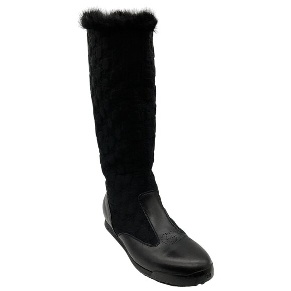 Gucci Black Nylon Quilted Tall Boots - Picture 1 of 5